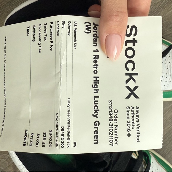 Jordan 1 Retro High Lucky Green and White Sneakers - Picture 3 of 3